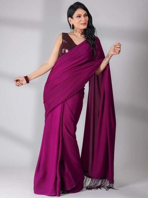 swtantra plum saree with blouse