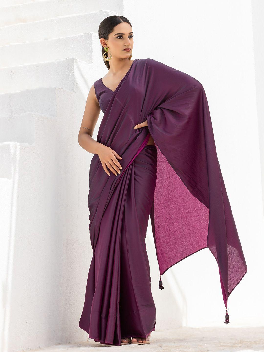 swtantra purple satin saree