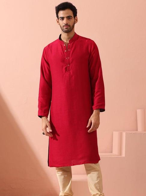 swtantra red & green regular fit reversable kurta