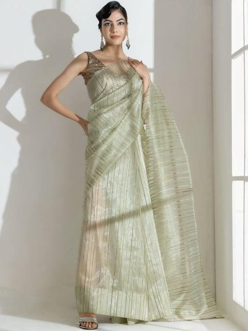 swtantra summer green striped saree