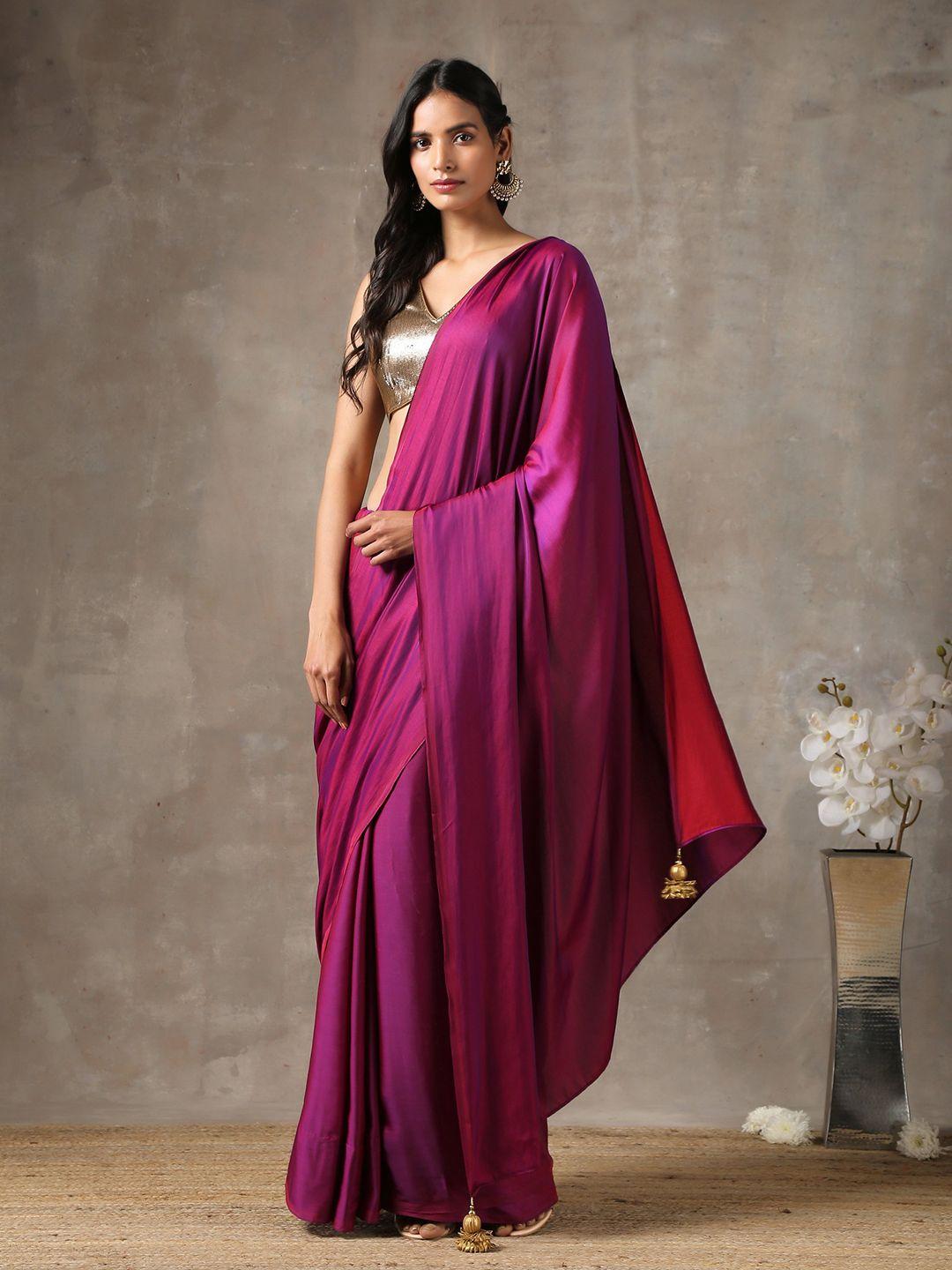 swtantra violet & red satin saree