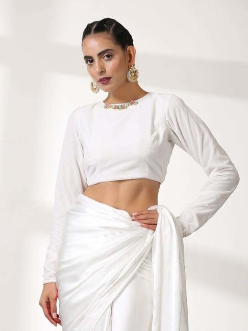 swtantra white plain readymade blouse