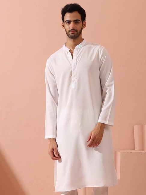 swtantra white regular fit kurta