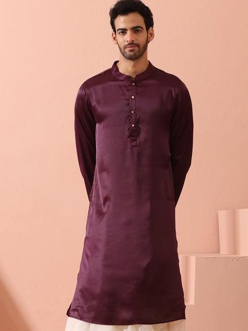 swtantra wine satin regular fit kurta