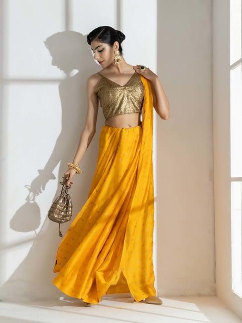 swtantra yellow embellished saree