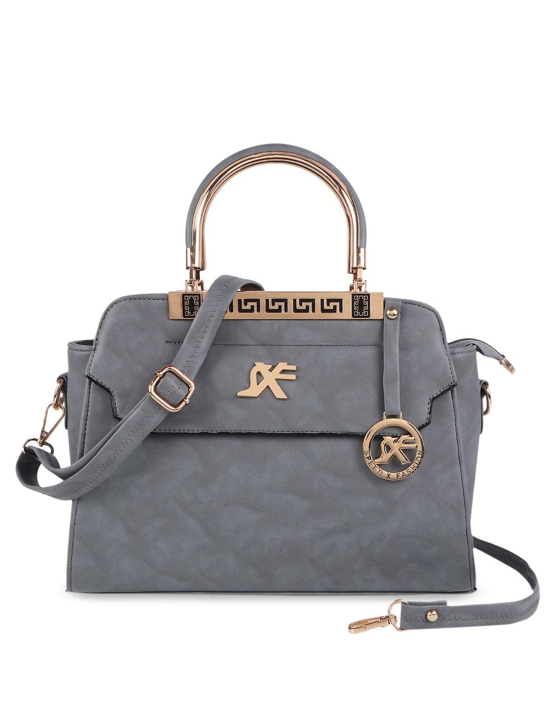 sxf speed x fashion grey pu structured handheld bag