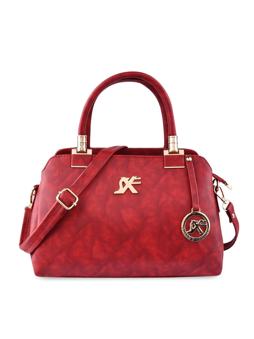 sxf speed x fashion maroon structured handheld bag