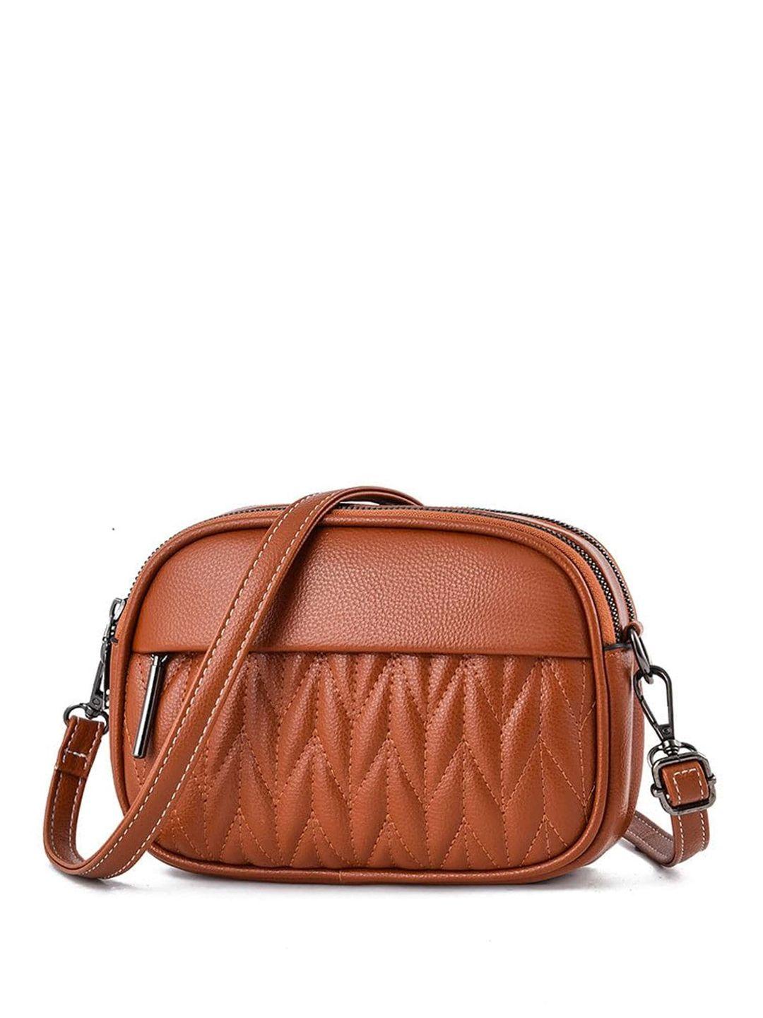 syga textured leather structured sling bag with quilted
