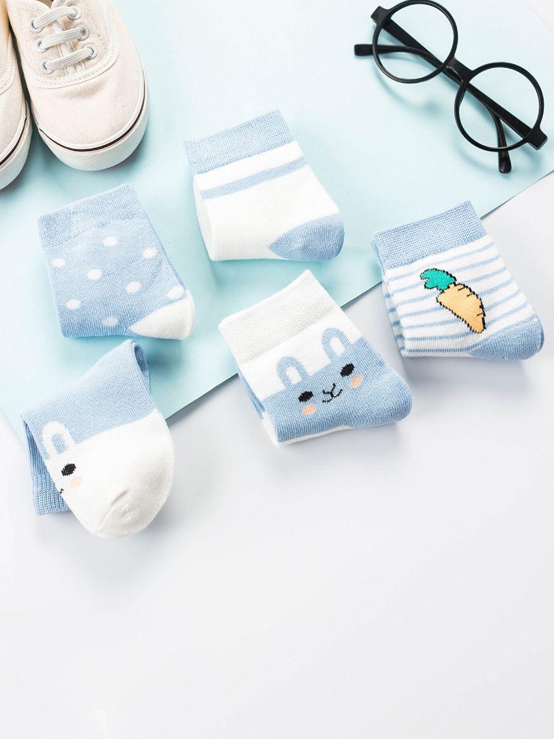 syga infant kids pack of 5 patterned cotton knee-length socks