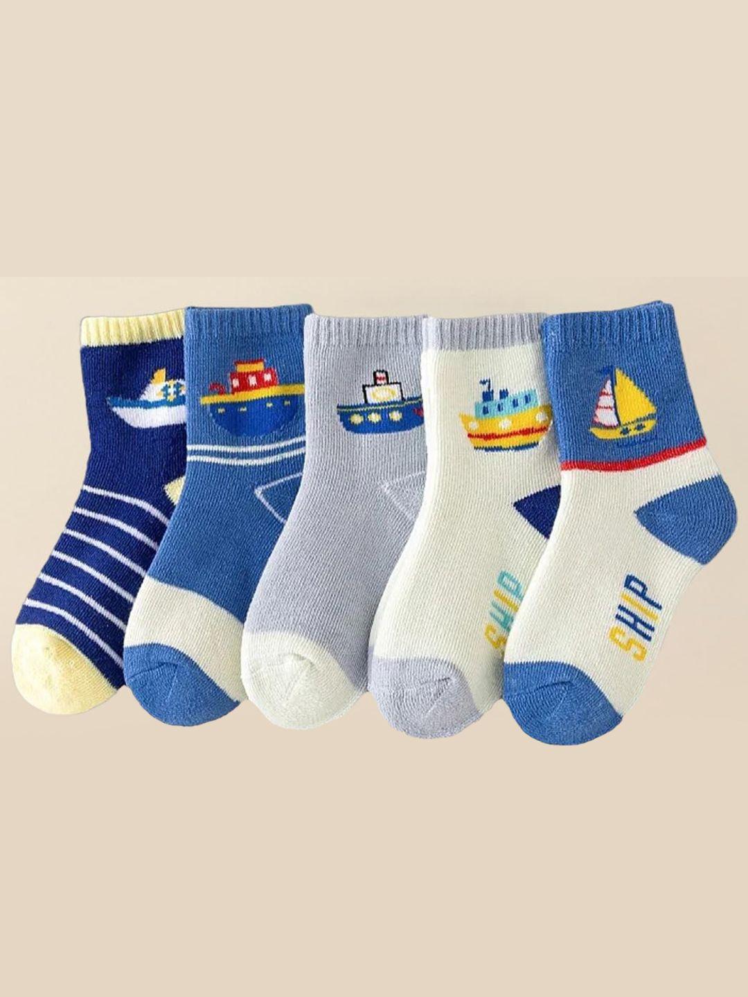 syga infants pack of 5 patterned ankle-length pure cotton socks