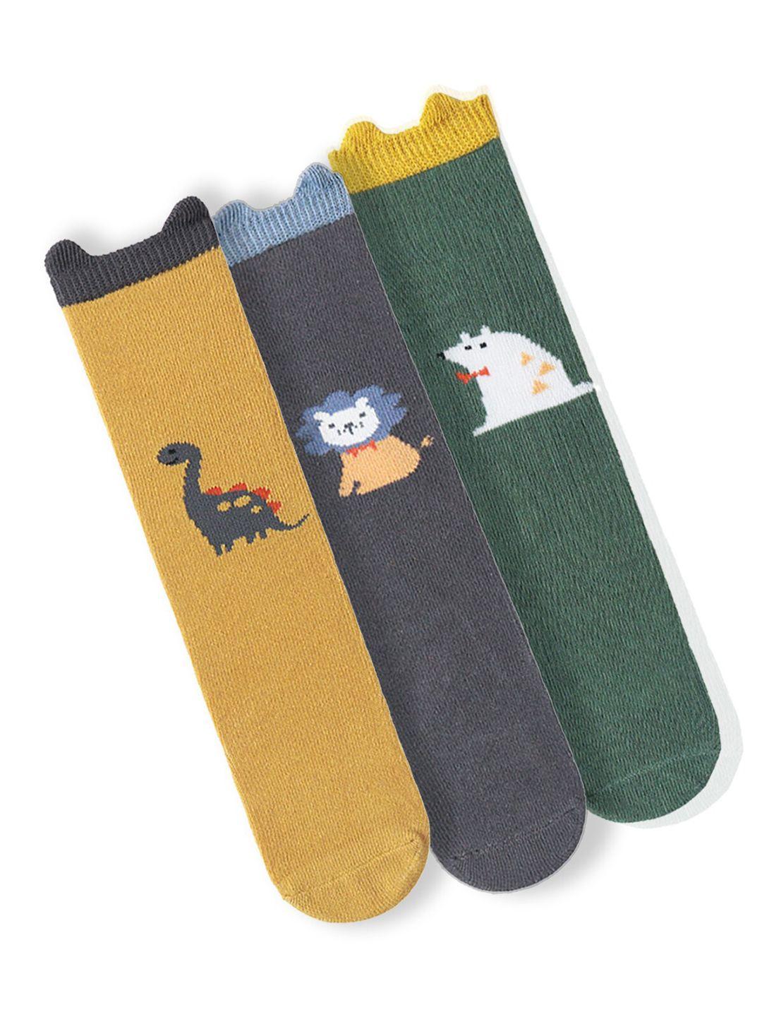 syga kids pack of 3 solid organic cotton knee-length socks
