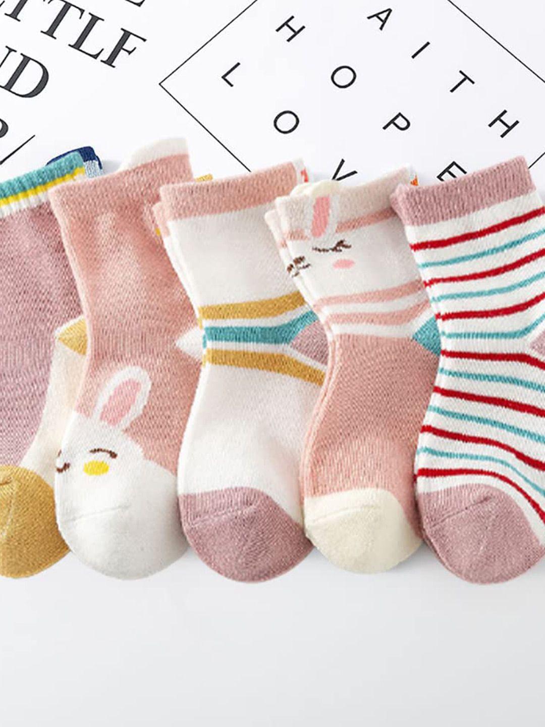 syga kids pack of 5 patterned cotton ankle-length socks