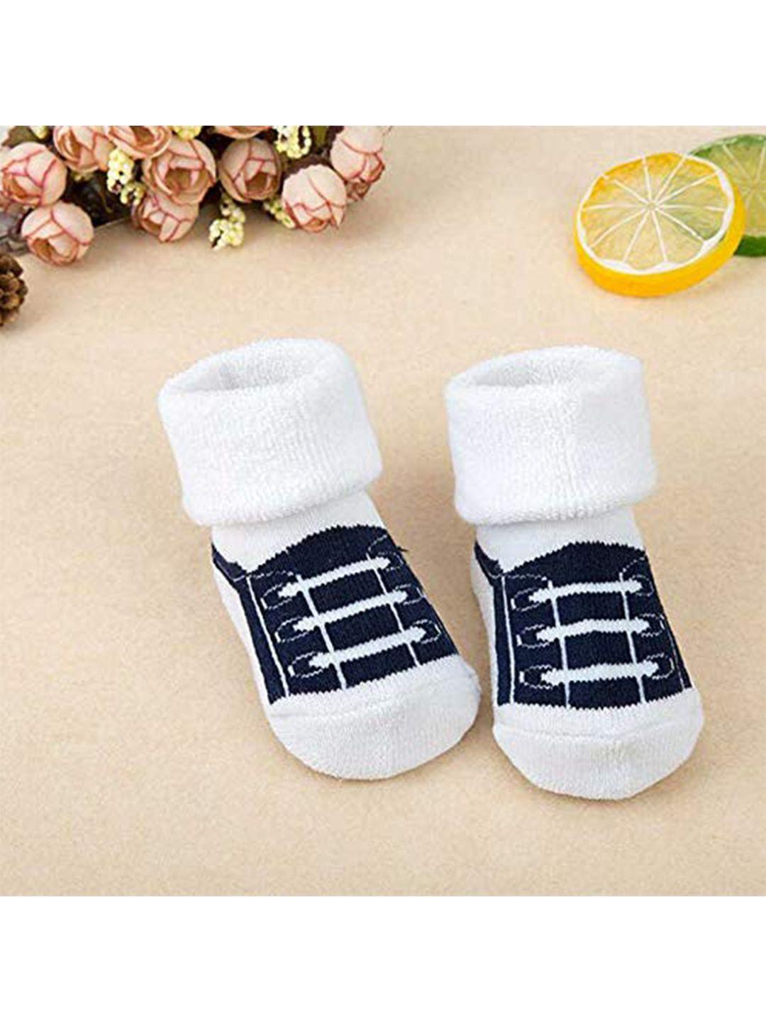 syga kids set of 3 navy blue & white ankle-length patterned socks