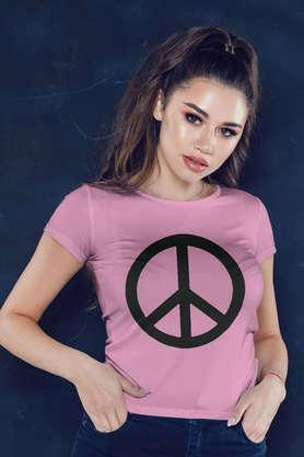 symbol of peace round neck womens t-shirt - baby pink