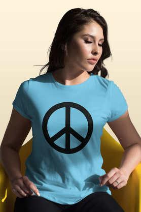 symbol of peace round neck womens t-shirt - sky blue