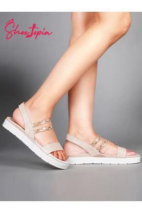 synthetic backstrap women casual wear sandals - cream