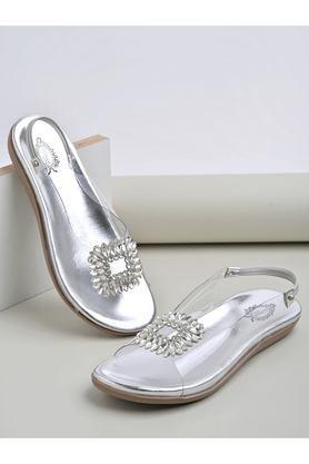 synthetic backstrap women casual wear sandals - silver