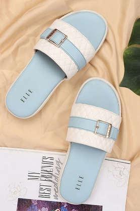 synthetic buckle women's casual slides - blue