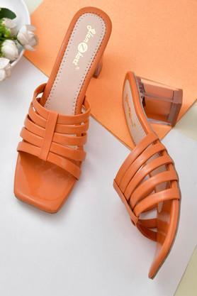 synthetic-leather-women-casual-wear-heels---orange