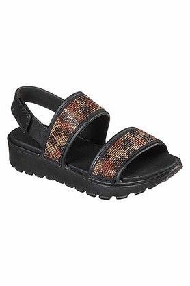 synthetic slip on womens casual sandals - black