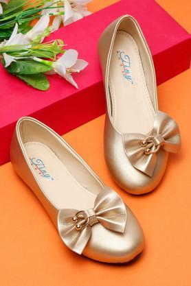 synthetic slip-on girls party wear ballerinas - gold