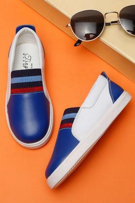 synthetic slip-on kids party wear loafers - blue