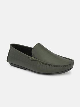 synthetic slip-on men's casual wear loafers - olive