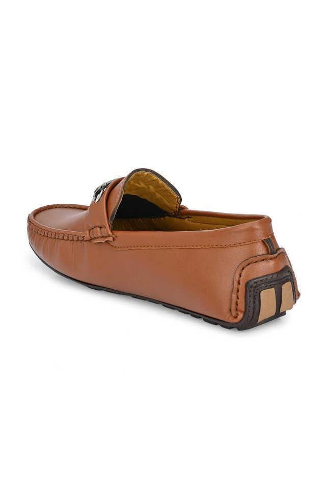 synthetic slip-on men's casual wear loafers - tan