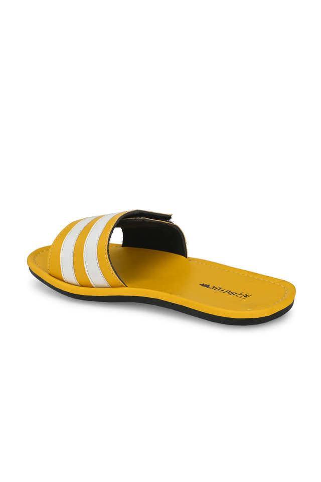 synthetic slip-on men's casual wear slides - yellow