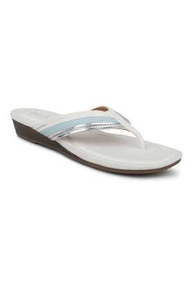 synthetic slip-on women's casual wear flip-flops - white