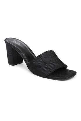 synthetic slip-on women's casual wear sandals - black