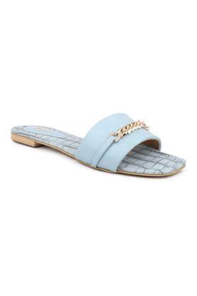synthetic slip-on women's casual wear sandals - blue
