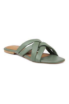 synthetic slip-on women's casual wear sandals - green
