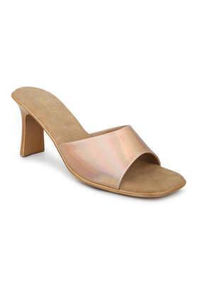synthetic slip-on women's casual wear sandals - rose gold