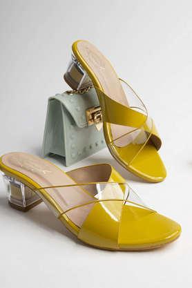 synthetic slipon girls casual sandals - yellow