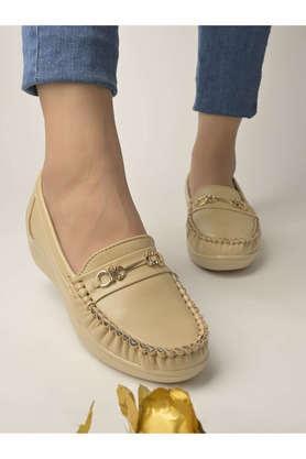 synthetic slipon women's casual loafers - natural