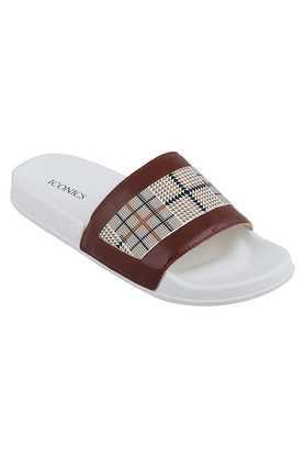 synthetic slipon women's casual slides - brown