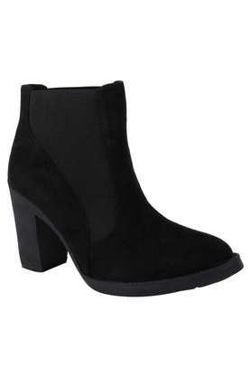 synthetic slipon women's casual wear boots - black