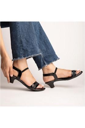 synthetic slipon womens casual sandals - black