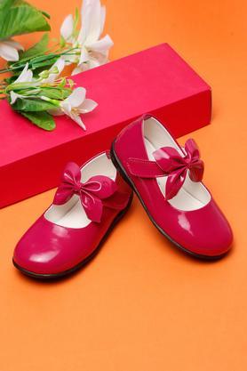 synthetic velcro girls party wear ballerinas - pink