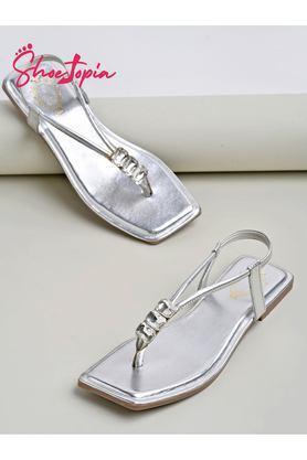 synthetic backstrap women casual wear sandals - silver