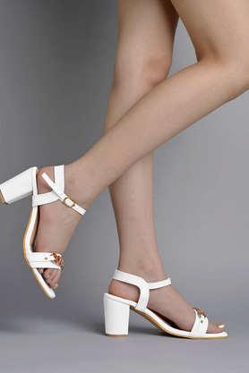 synthetic buckle girls casual sandals - white
