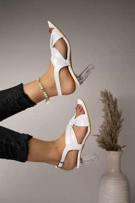 synthetic buckle girls casual sandals - white