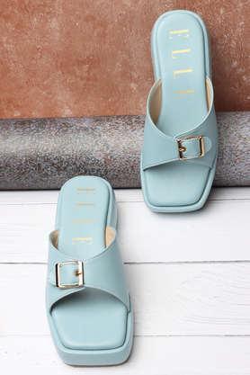 synthetic buckle women's casual sandals - blue