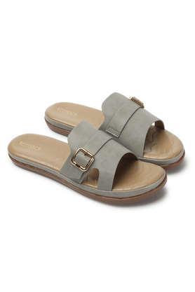synthetic buckle women's casual sandals - grey