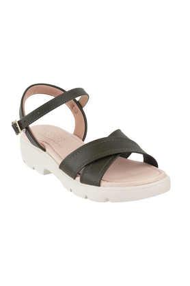synthetic buckle women's casual sandals - olive