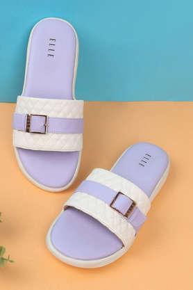 synthetic buckle women's casual slides - purple