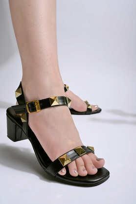 synthetic buckle women's casual wear sandals - black