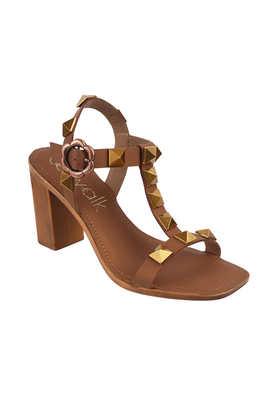 synthetic buckle women's casual wear sandals - brown