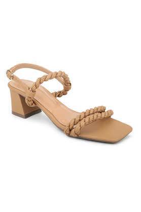 synthetic buckle women's casual wear sandals - natural
